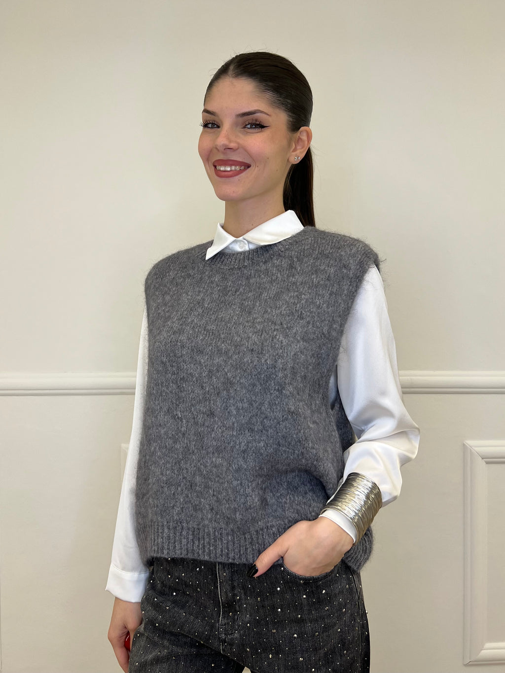 Gilet Kid Mohair 5218 Grigio