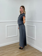 Blusa Satin Scollo Morbido 2548 Piombo