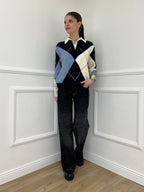 Maglia Camicia Losanghe 11116 Blu