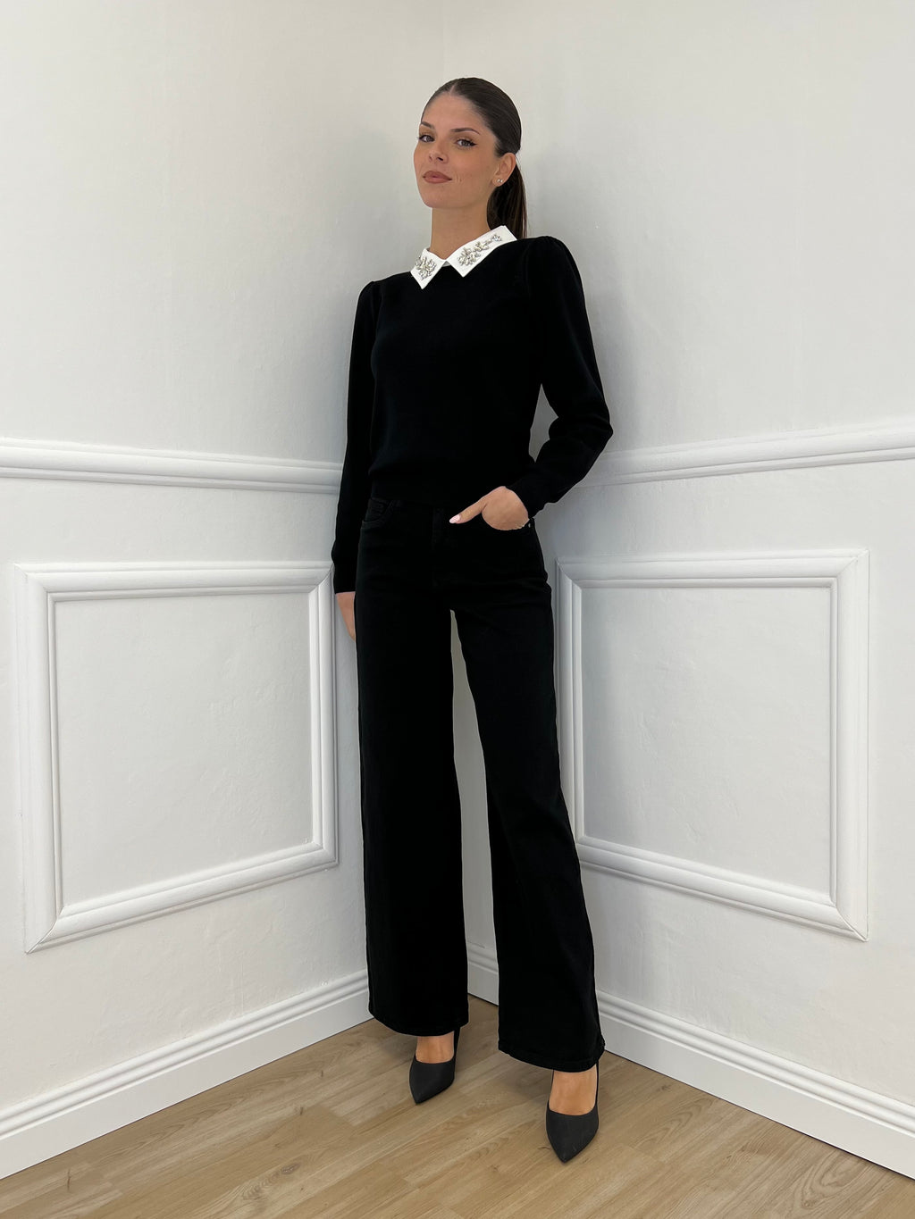 Jeans Palazzo T1001-1 Nero