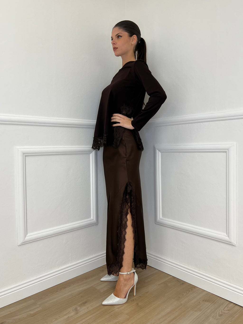 Maglia con Pizzo 55777 Moro