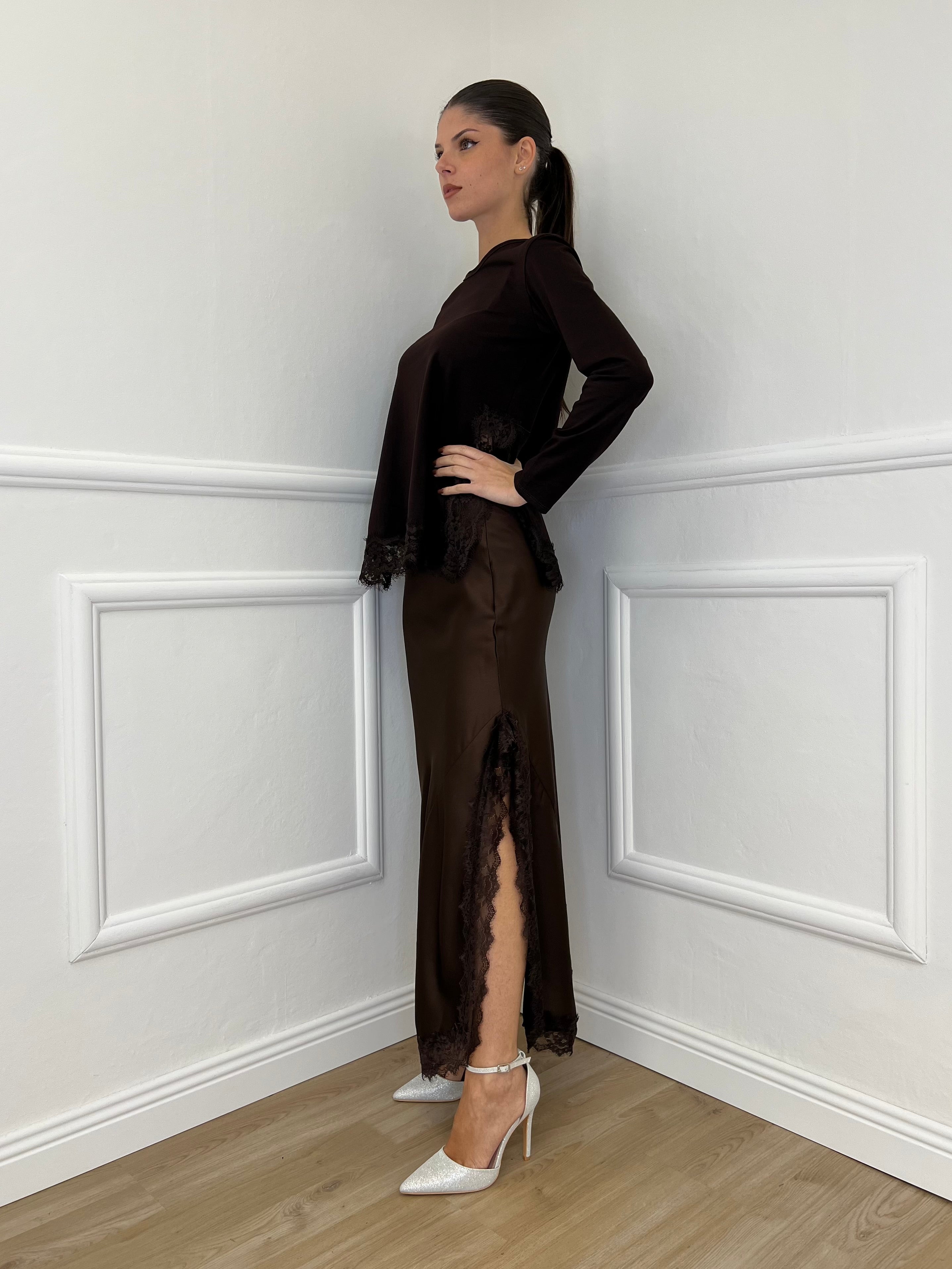 Maglia con Pizzo 55777 Moro