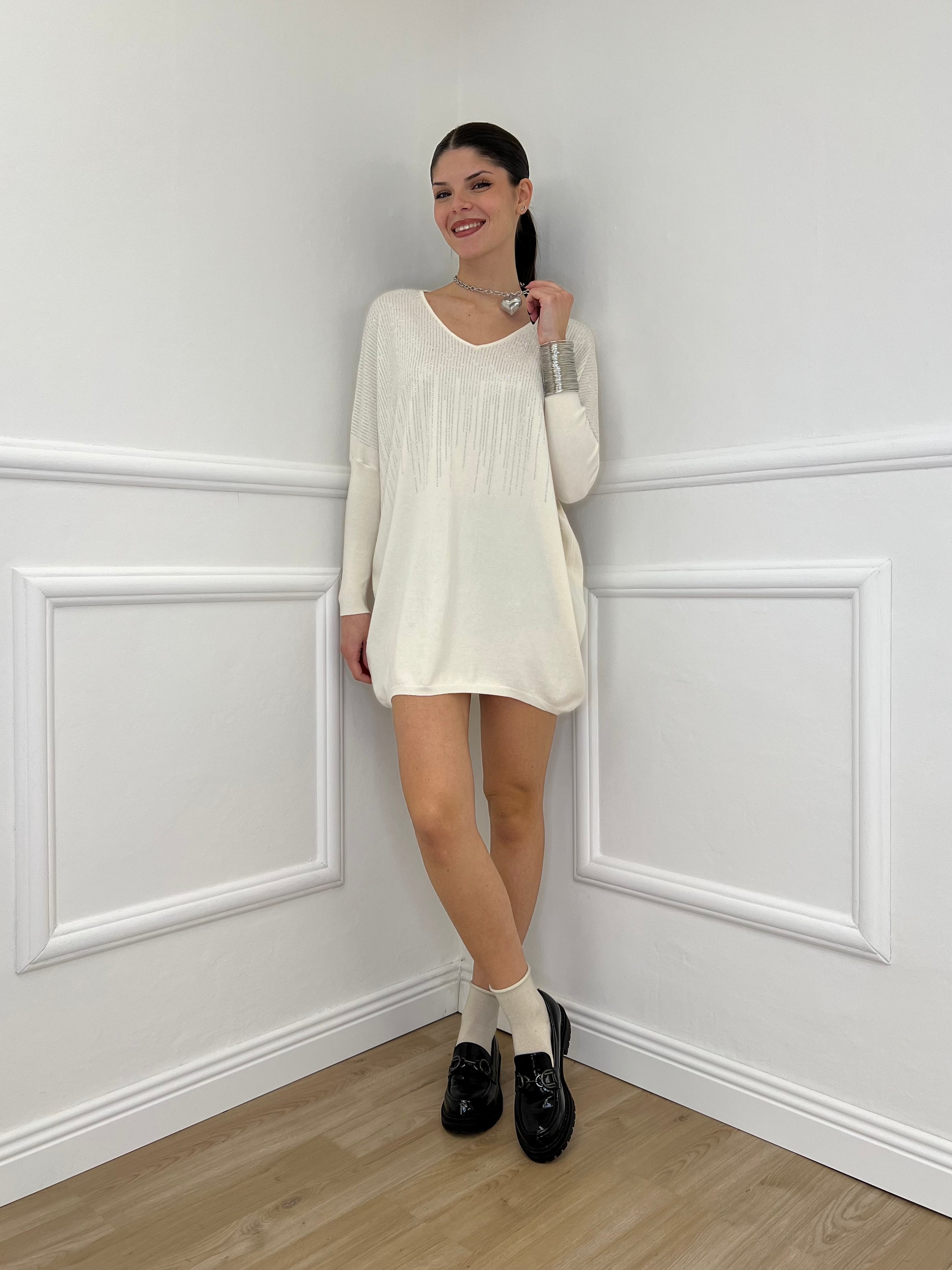 Maxi Maglia Strass 5292 Panna