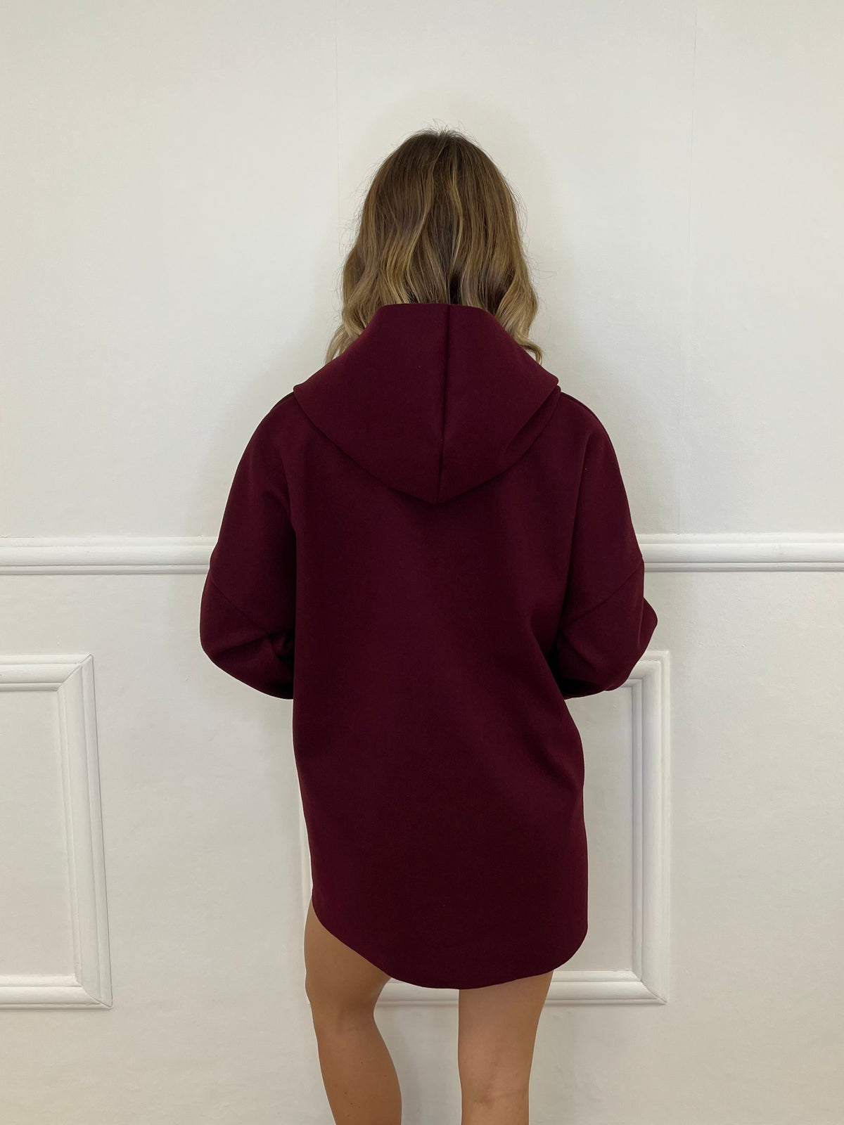 Maxi Giacca in Panno con Zip 5075 Burgundy