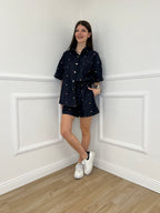 Completo Denim Shorts Ricami 2517 Blue Black