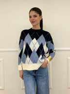 Maglia Over Losanghe L8075 Blu