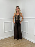Pantalone a Palazzo Cotone 826121 Marrone
