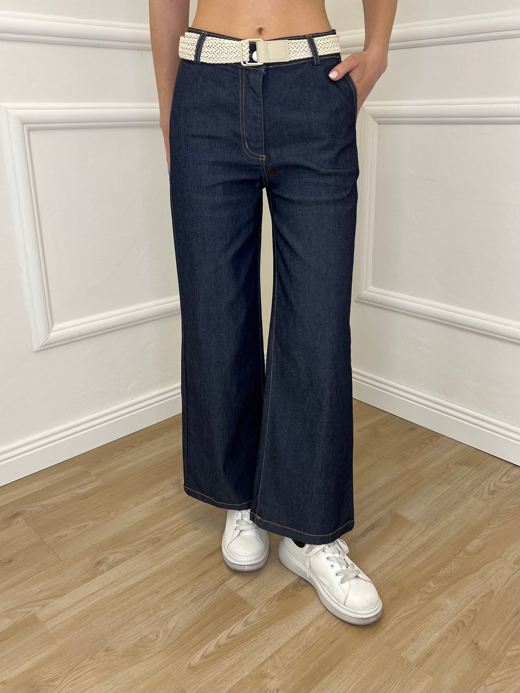 Pantalone Gaucho Chambray 9122 Blu
