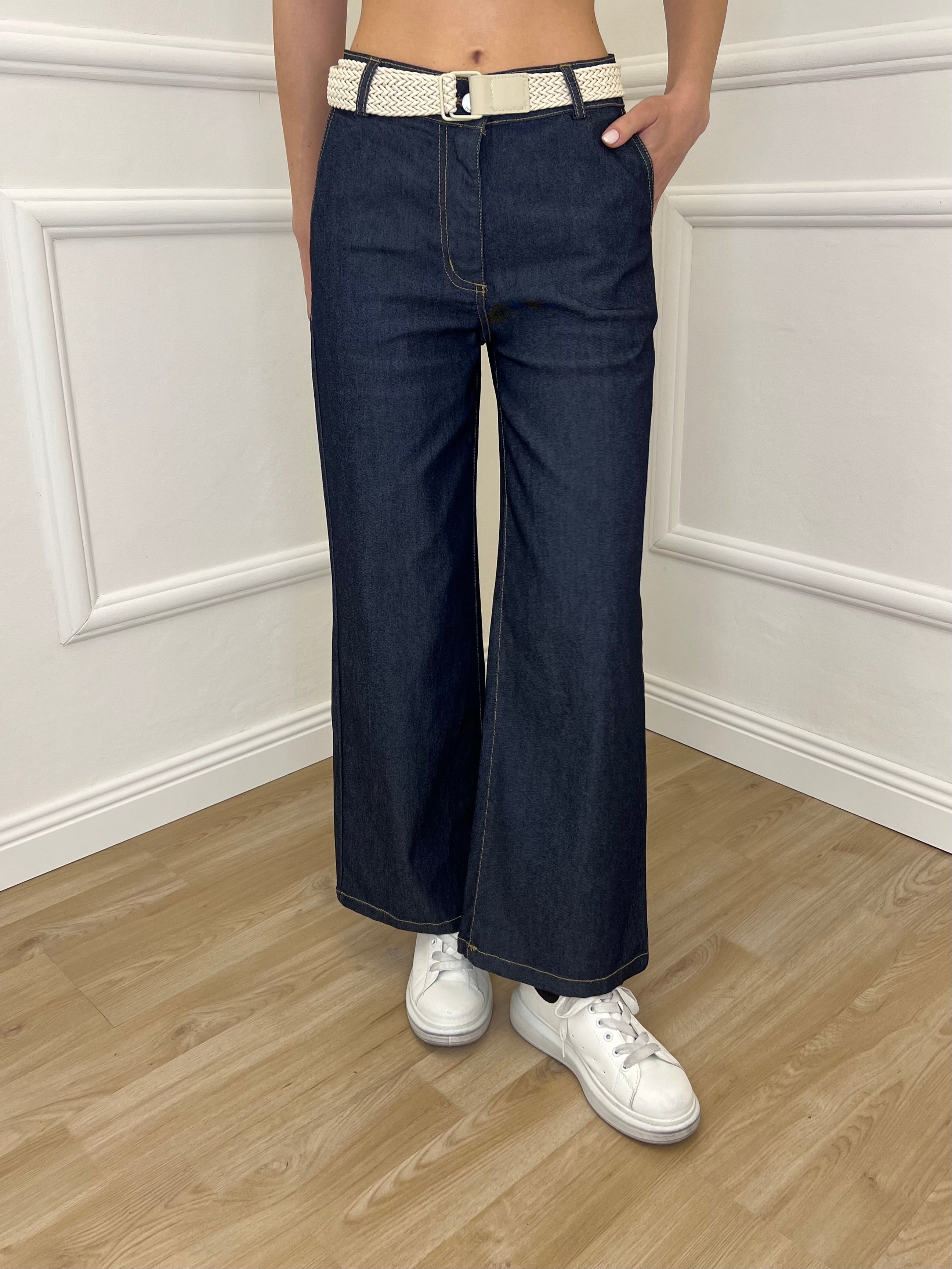 Pantalone Gaucho Chambray 9122 Blu