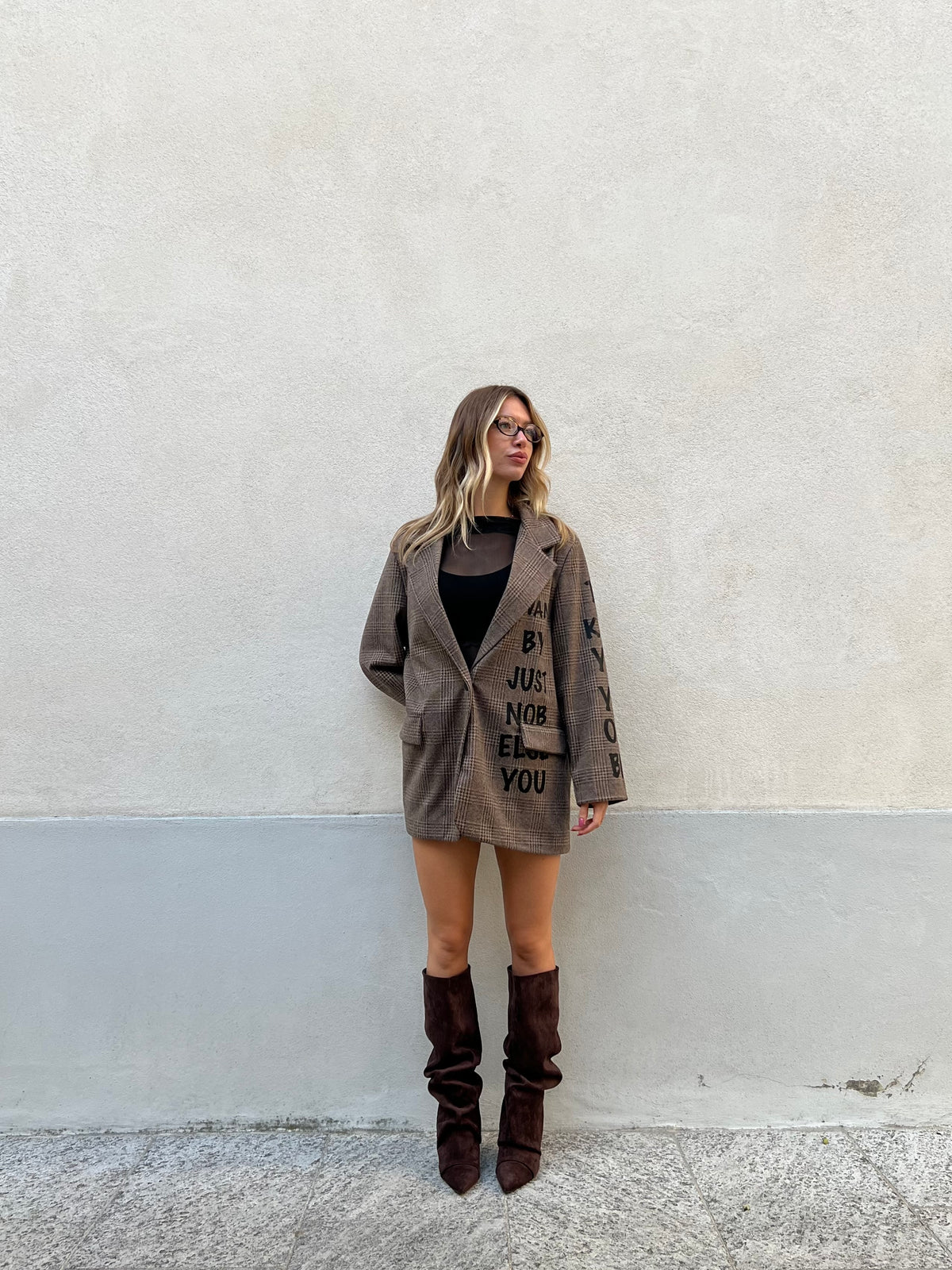 Blazer Over Galles Scritte 15978 Taupe