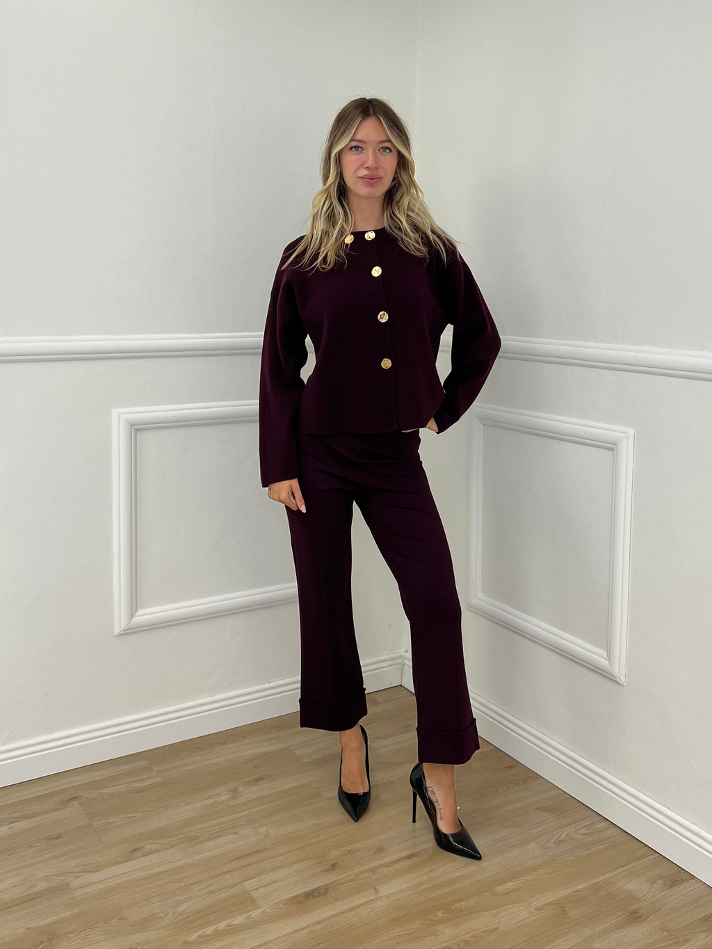 Pantalone No Waist Risvolto 51165 Burgundy