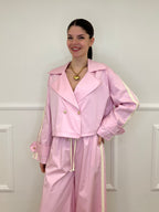 Trench Crop Doppiopetto Bande 7803 Rosa