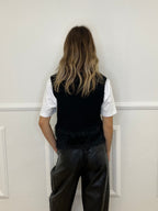 Gilet In Maglia Fondo Fluffy 7389 Nero