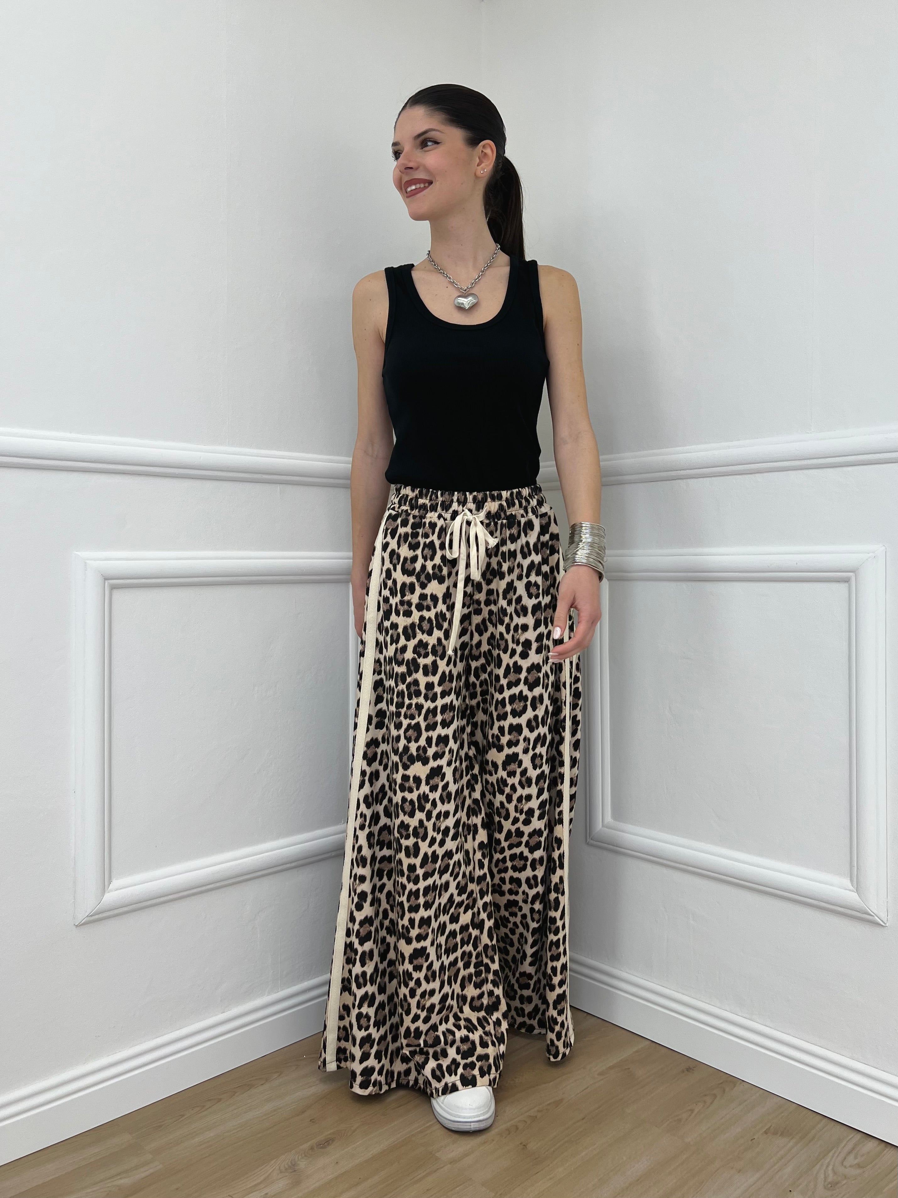 Pantalone Palazzo Animalier Bande 7809