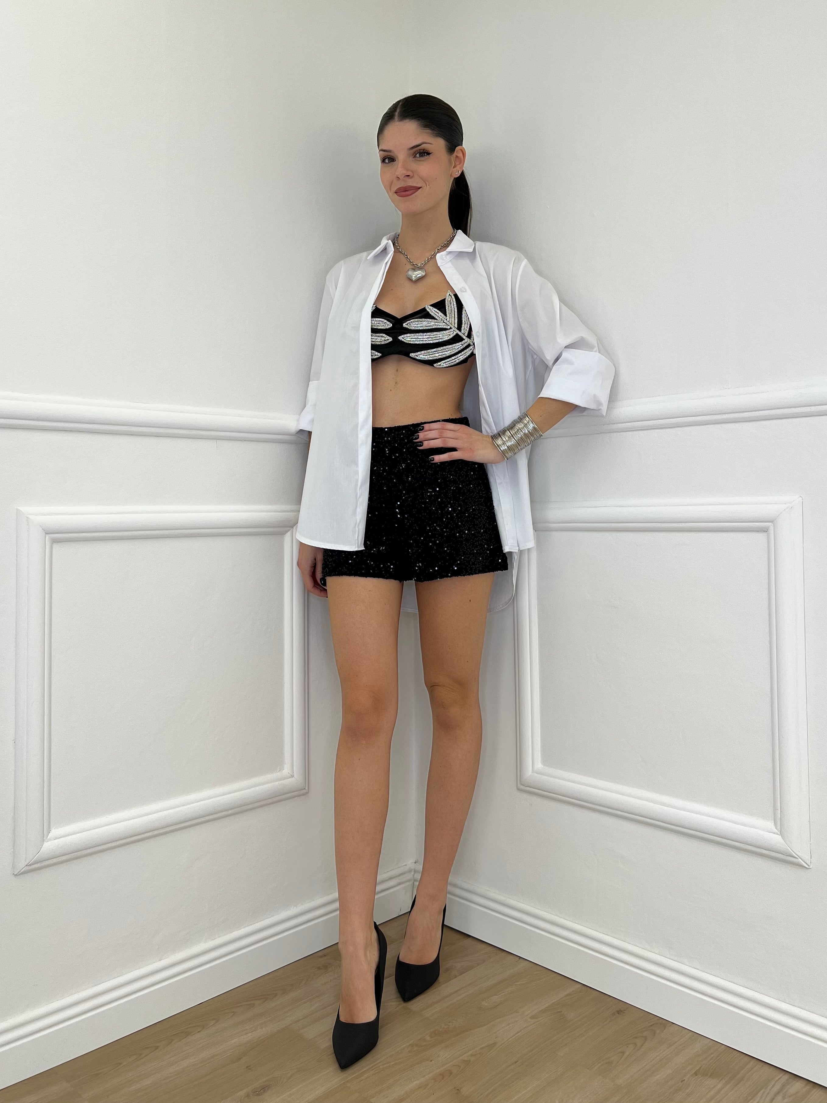 Shorts Paillettes 92825 Nero