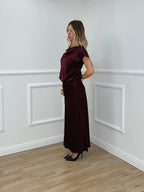 Gonna Longuette Satin 2236 Burgundy