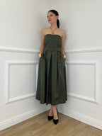 Abito a Fascia Cintura 9762 Verde Militare
