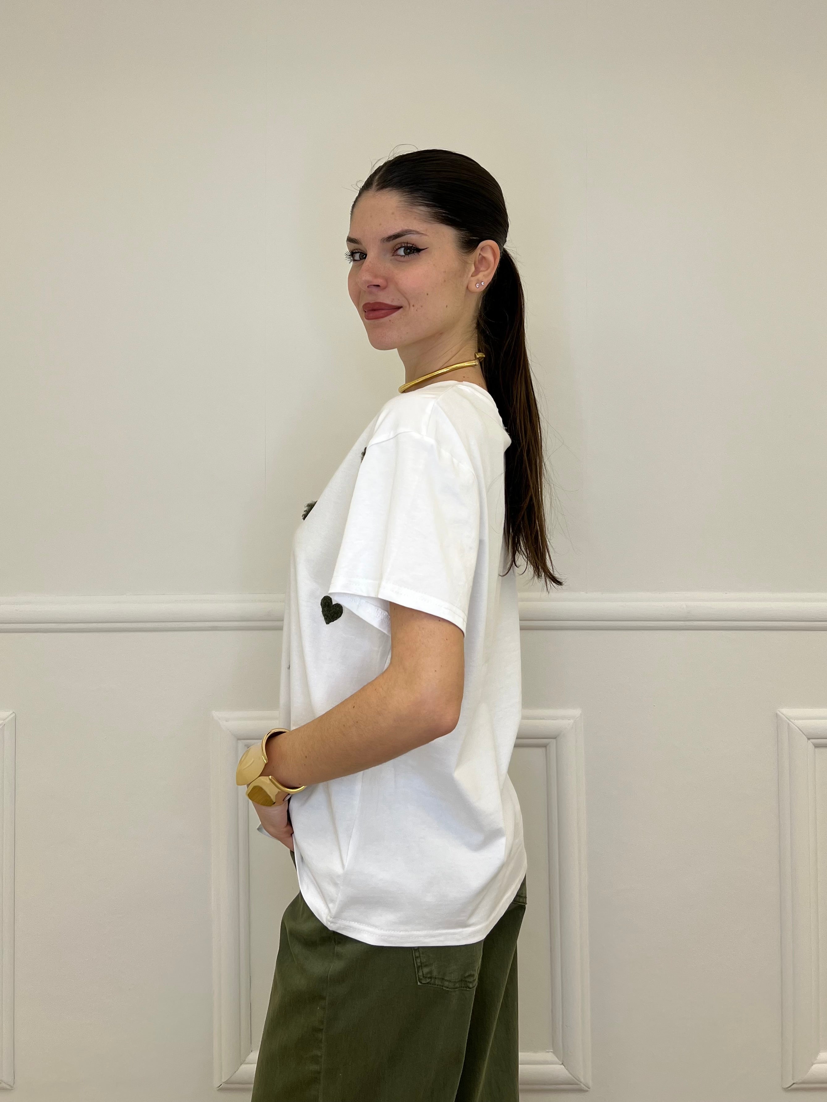 T-shirt Over Con Ricamo Cuori 12659