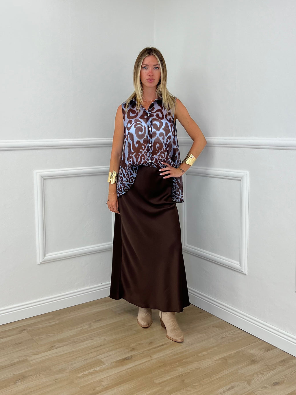 Longuette In Satin 2236 Marrone