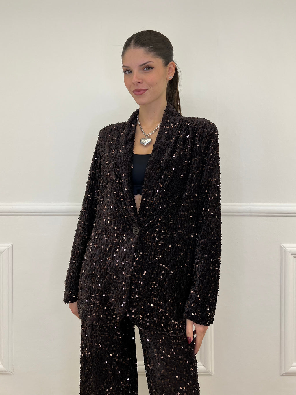 Giacca Ciniglia Paillettes 2466 Moro