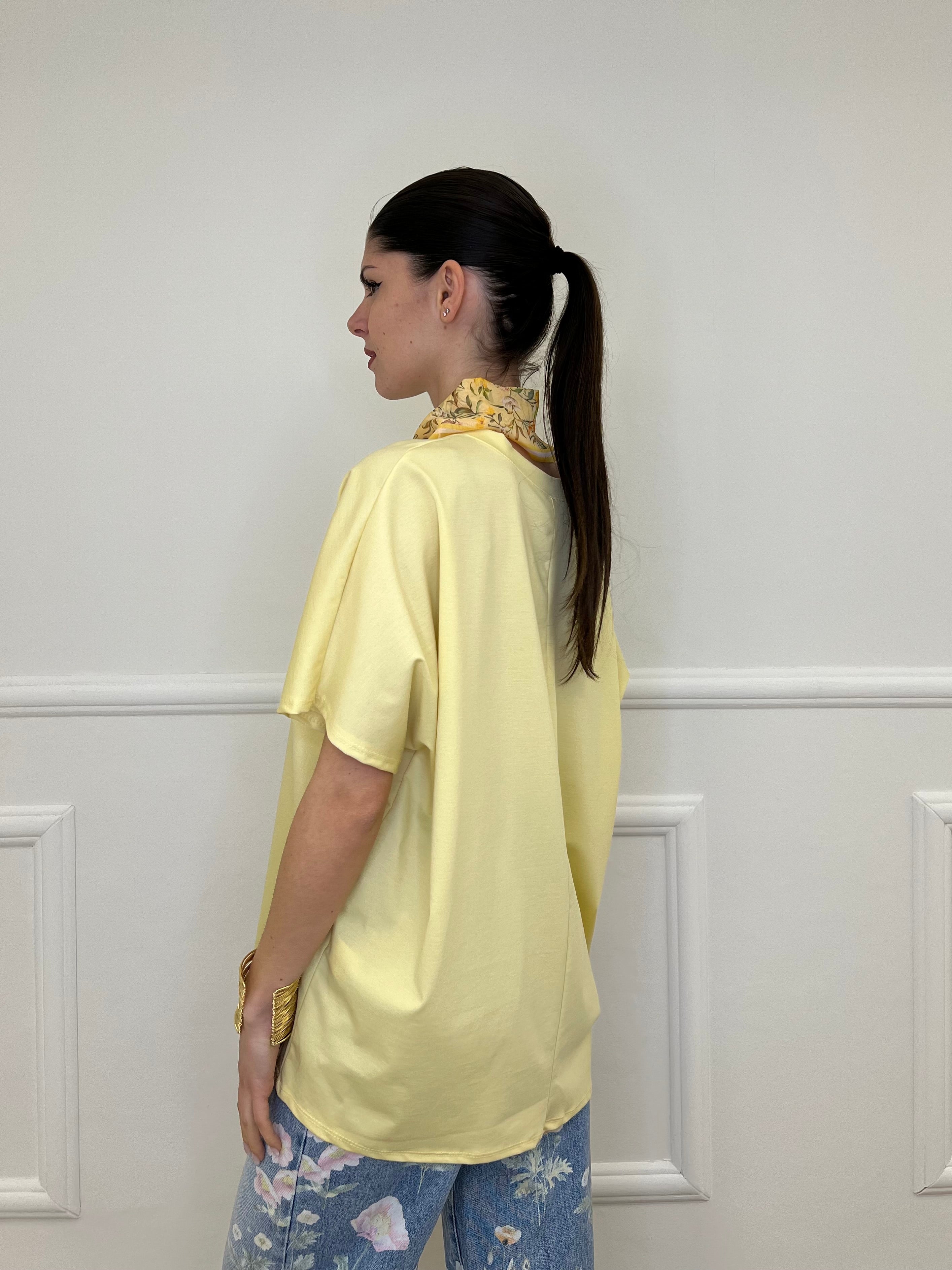 T-shirt Maxi Con Foulard 35080 Giallo