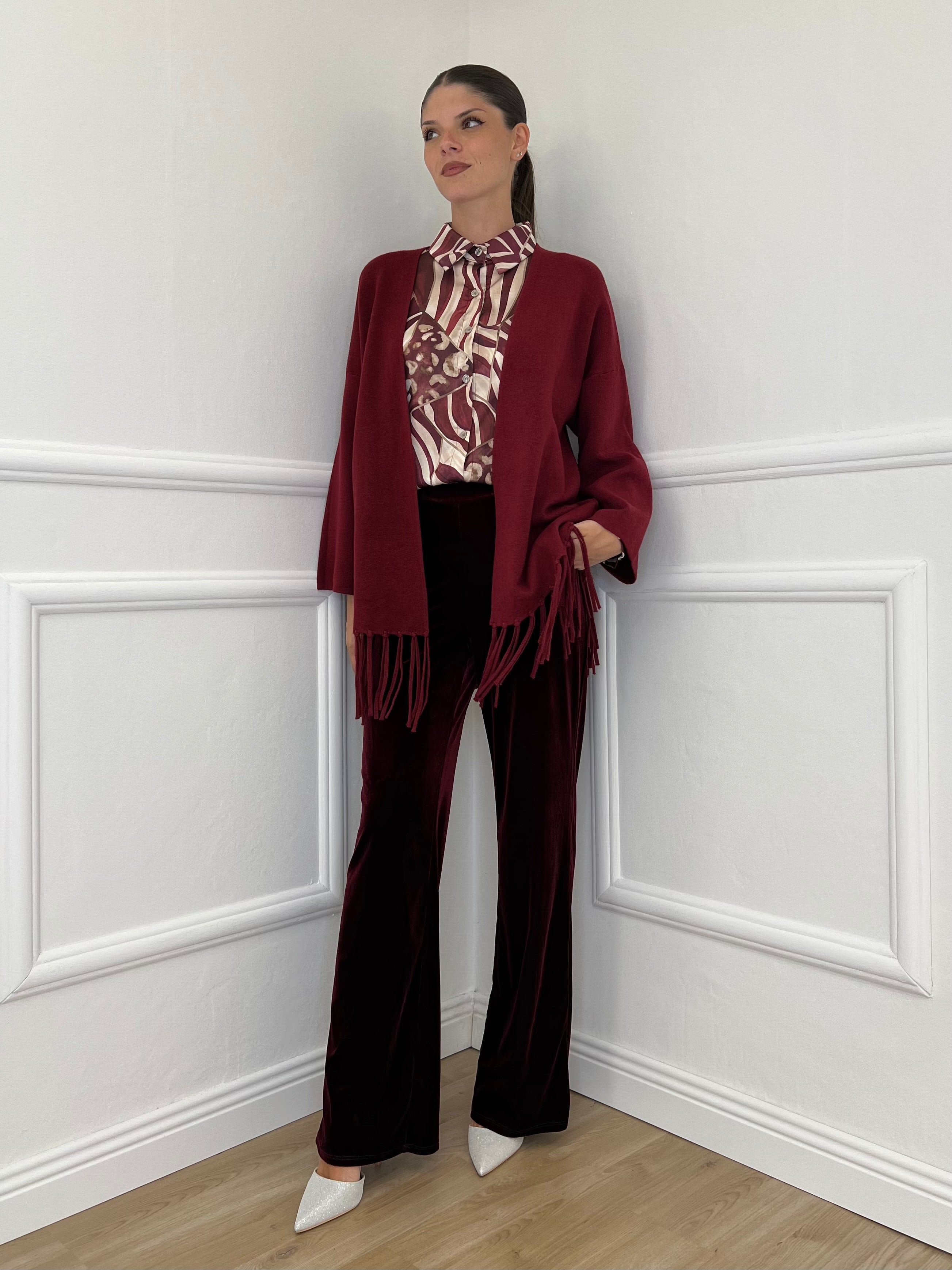 Cardigan Frange DL7296 India - Bazar Abbigliamento