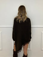 Maglia Lana Asimmetrica con Pizzo 25743 Moro