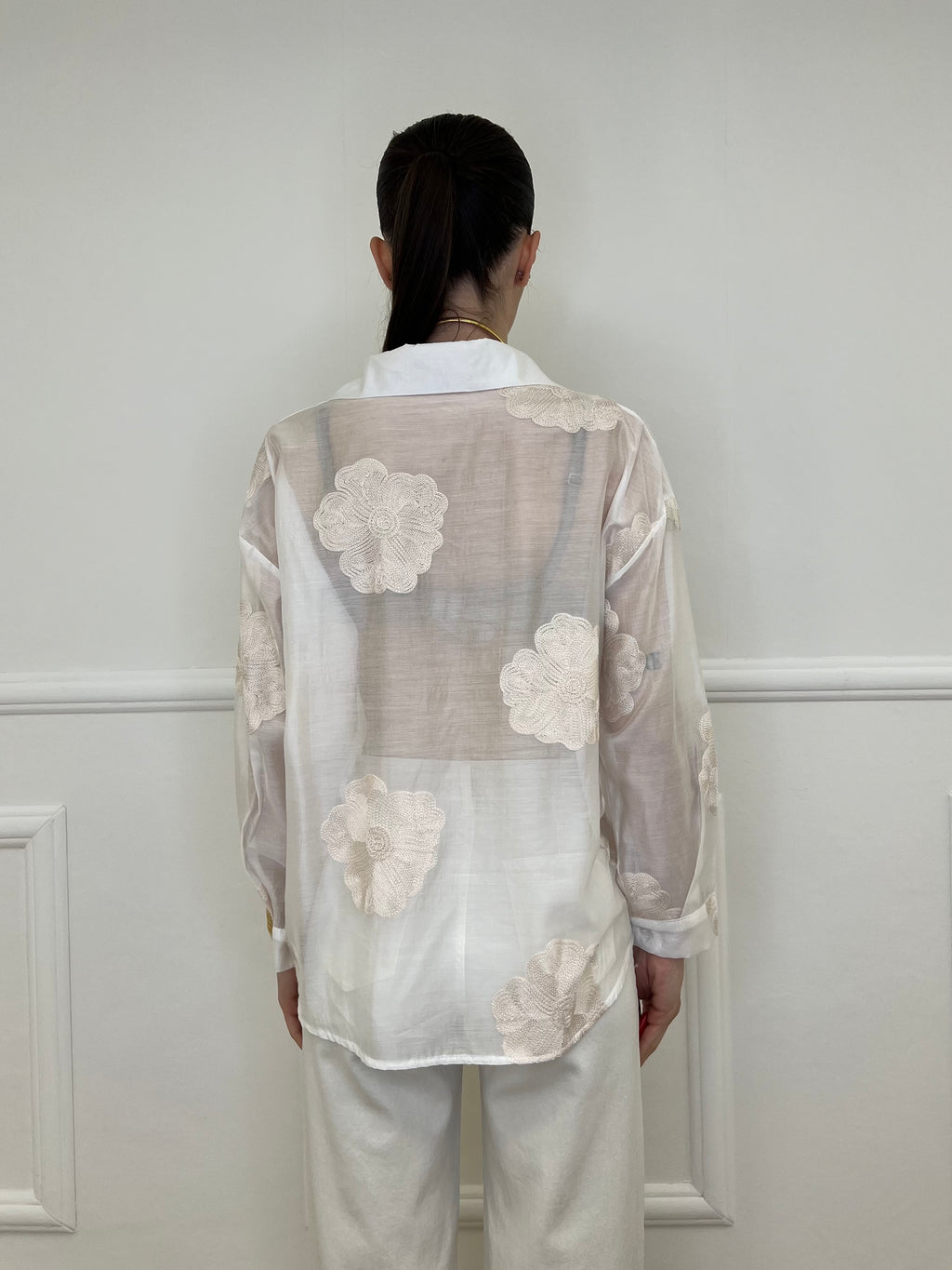 Camicia Tencel Ricami 7357 Ecru