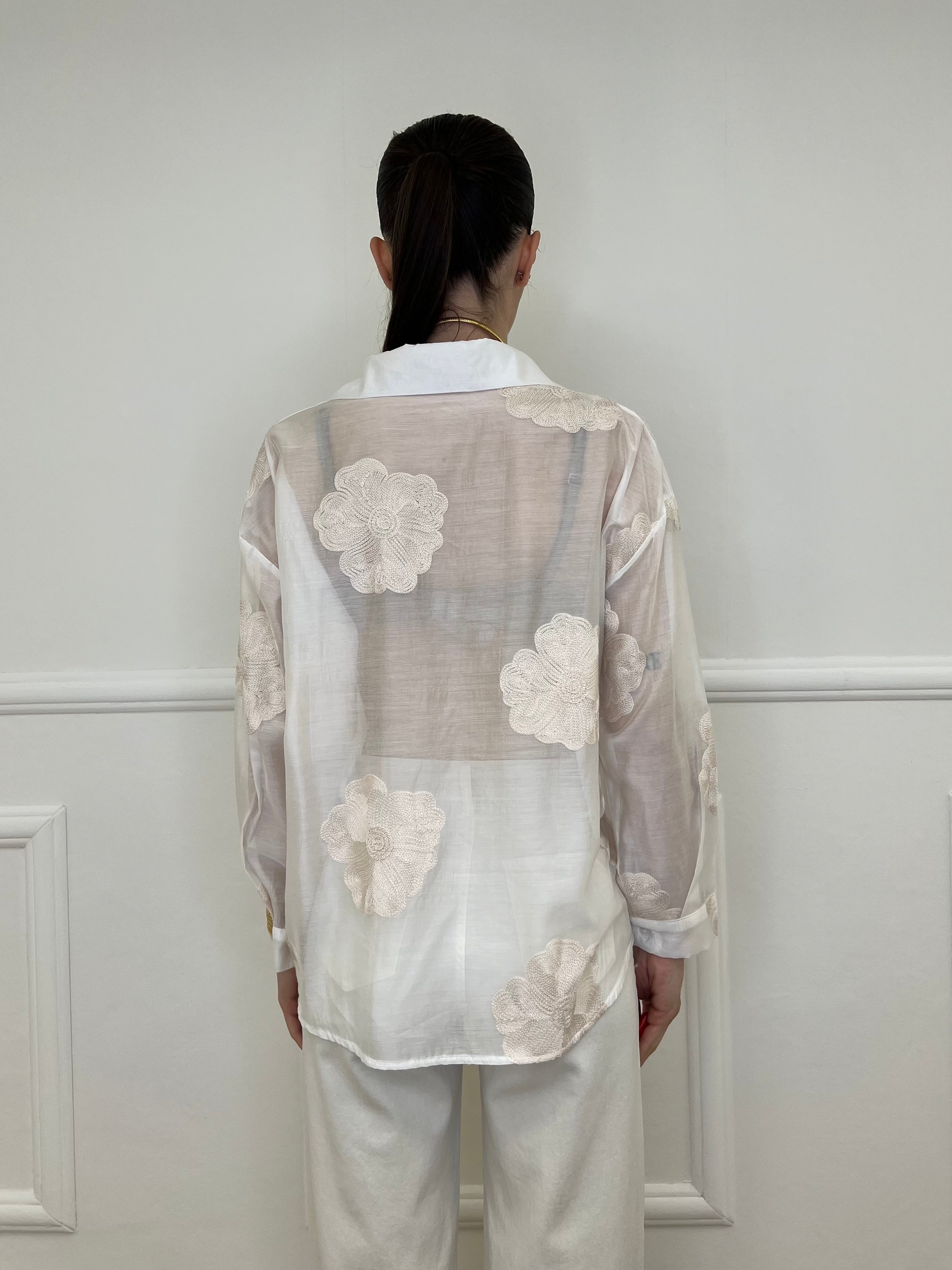 Camicia Tencel Ricami 7357 Ecru