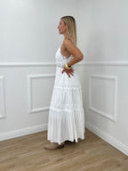 Abito Inserti Macramè 18085 Bianco