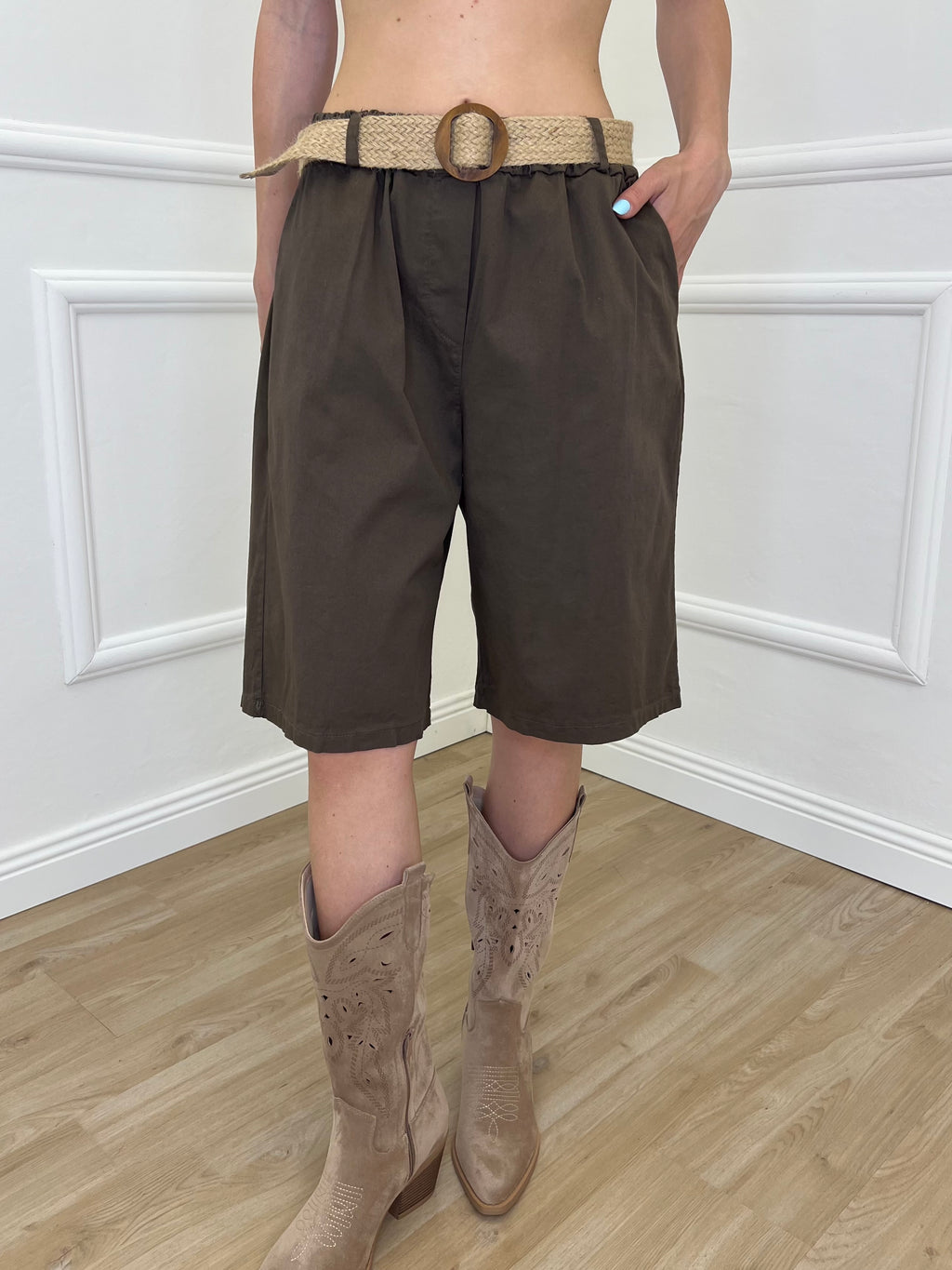 Bermuda Cotone Cintura 41268 Marrone