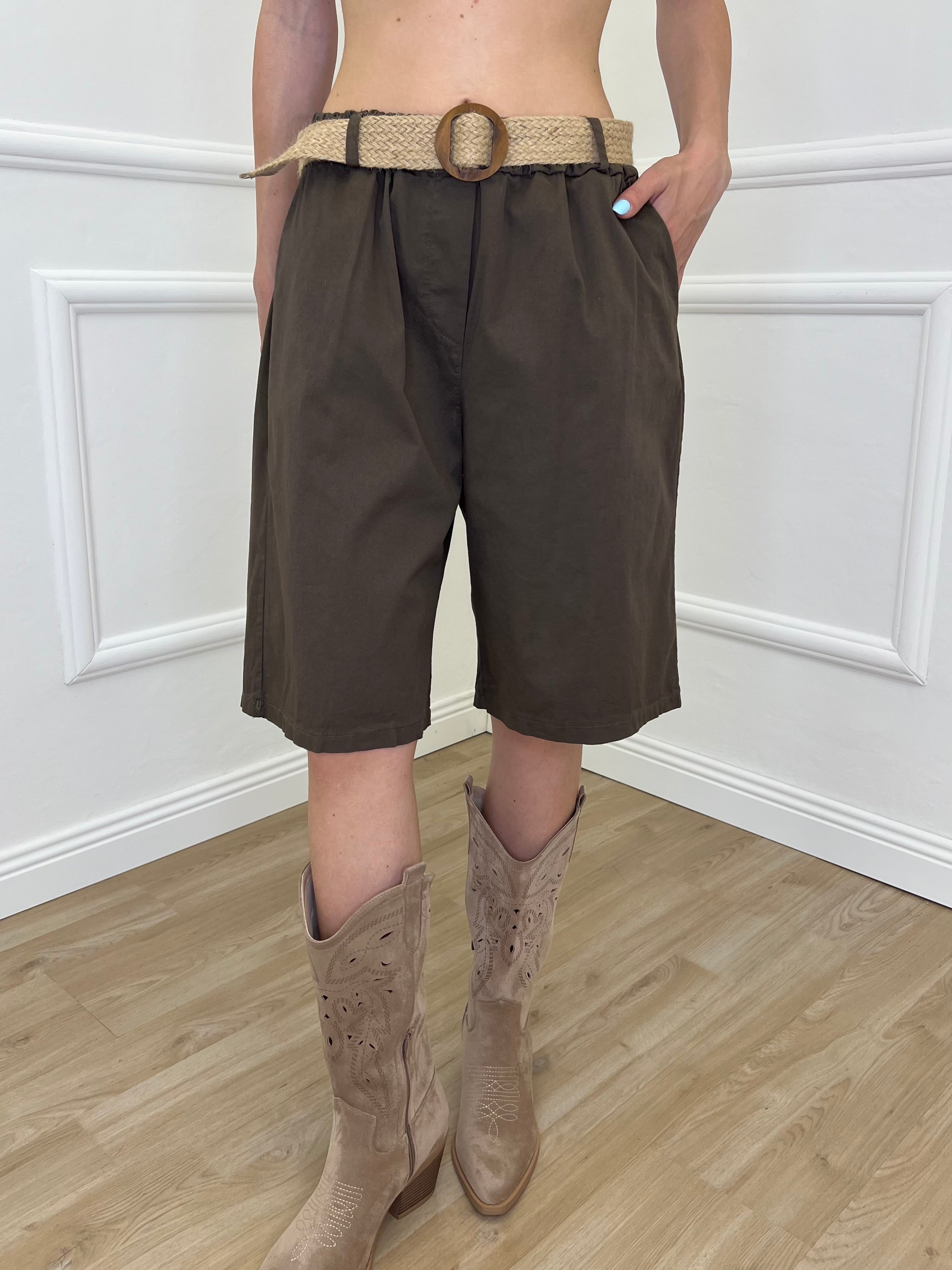 Bermuda Cotone Cintura 41268 Marrone