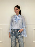 Camicia in Tencel con Fiocco 2608 Azzurro