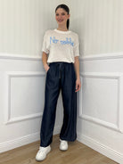 Panta Palazzo Coulisse Chambray 19157 Blu - Bazar Abbigliamento