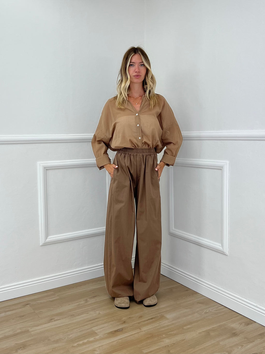 Pantalone a Palazzo Cotone 826121 Coccio