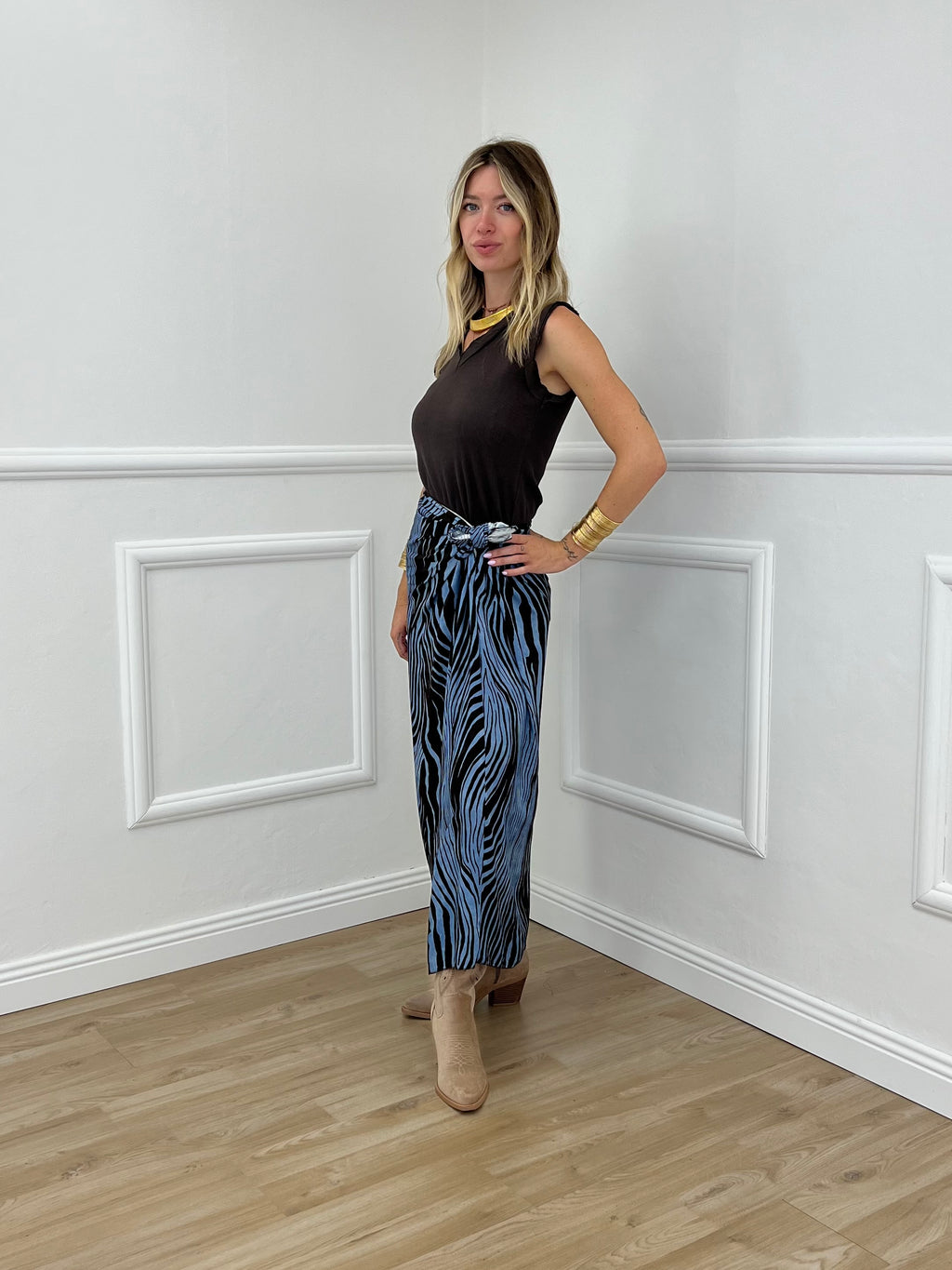 Gonna Pareo Zebra 199-765 Azzurro e Moro