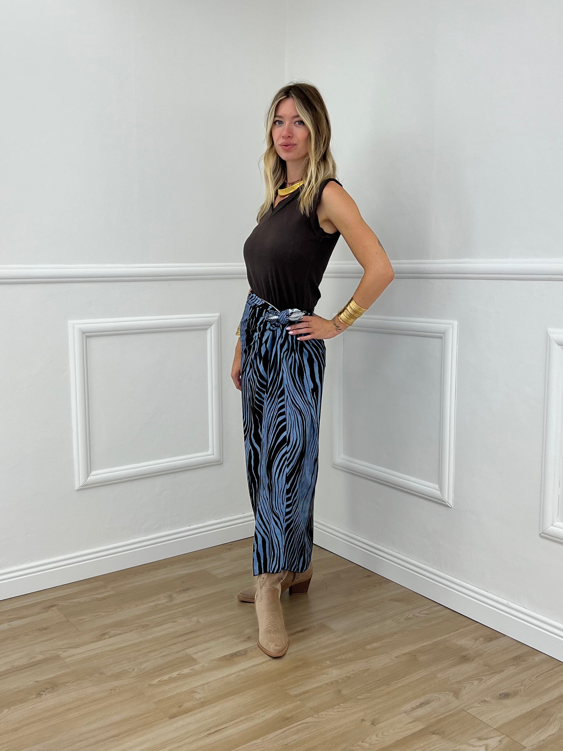 Gonna Pareo Zebra 199-765 Azzurro e Moro