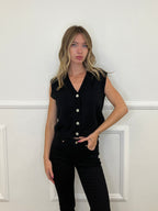 Gilet Over in Maglia 9263 Nero