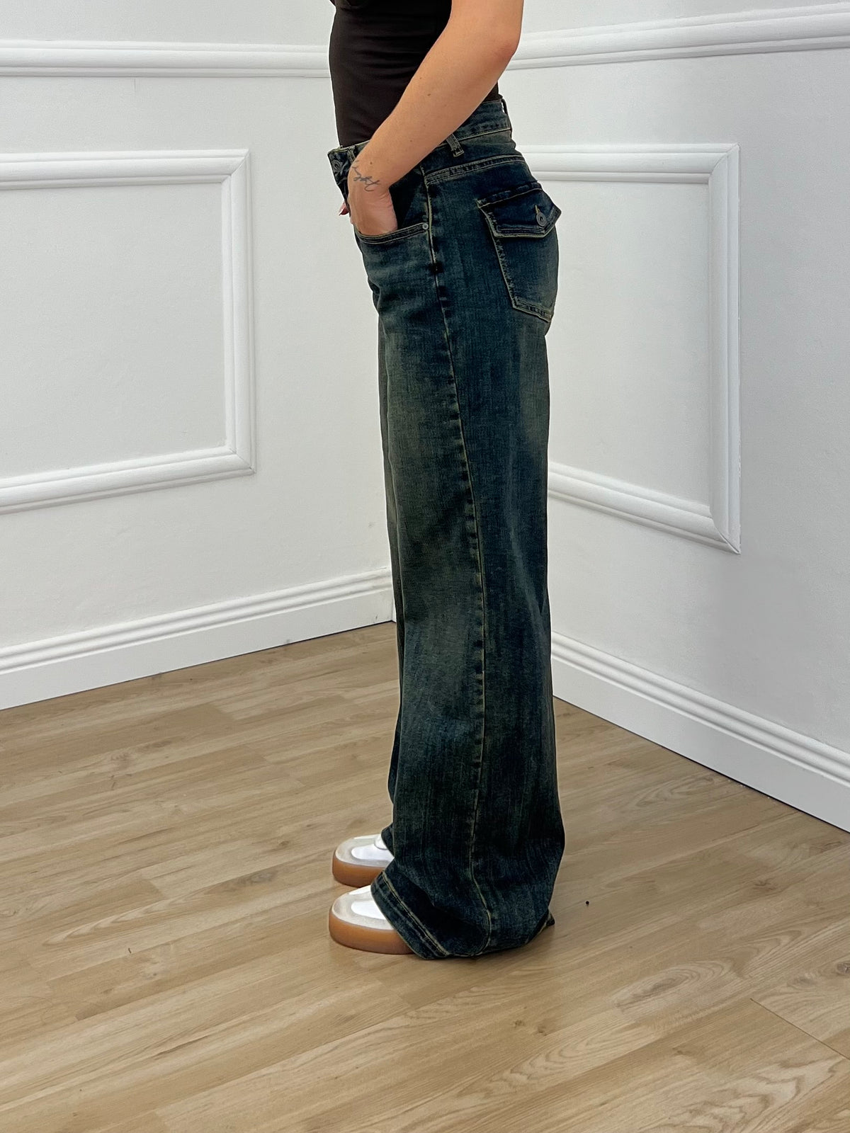 Jeans Palazzo Stonewash K7041 Blu