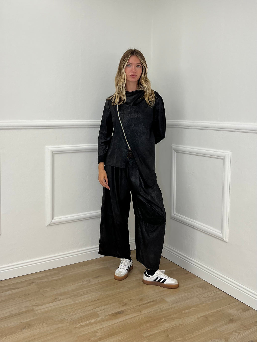 Pantalone Gaucho Baggy Used 4840 Nero