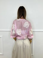 Camicia In Tencel Con Ricami 93-767 Rosa