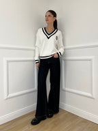 Maglia a V College 9574 Bianco