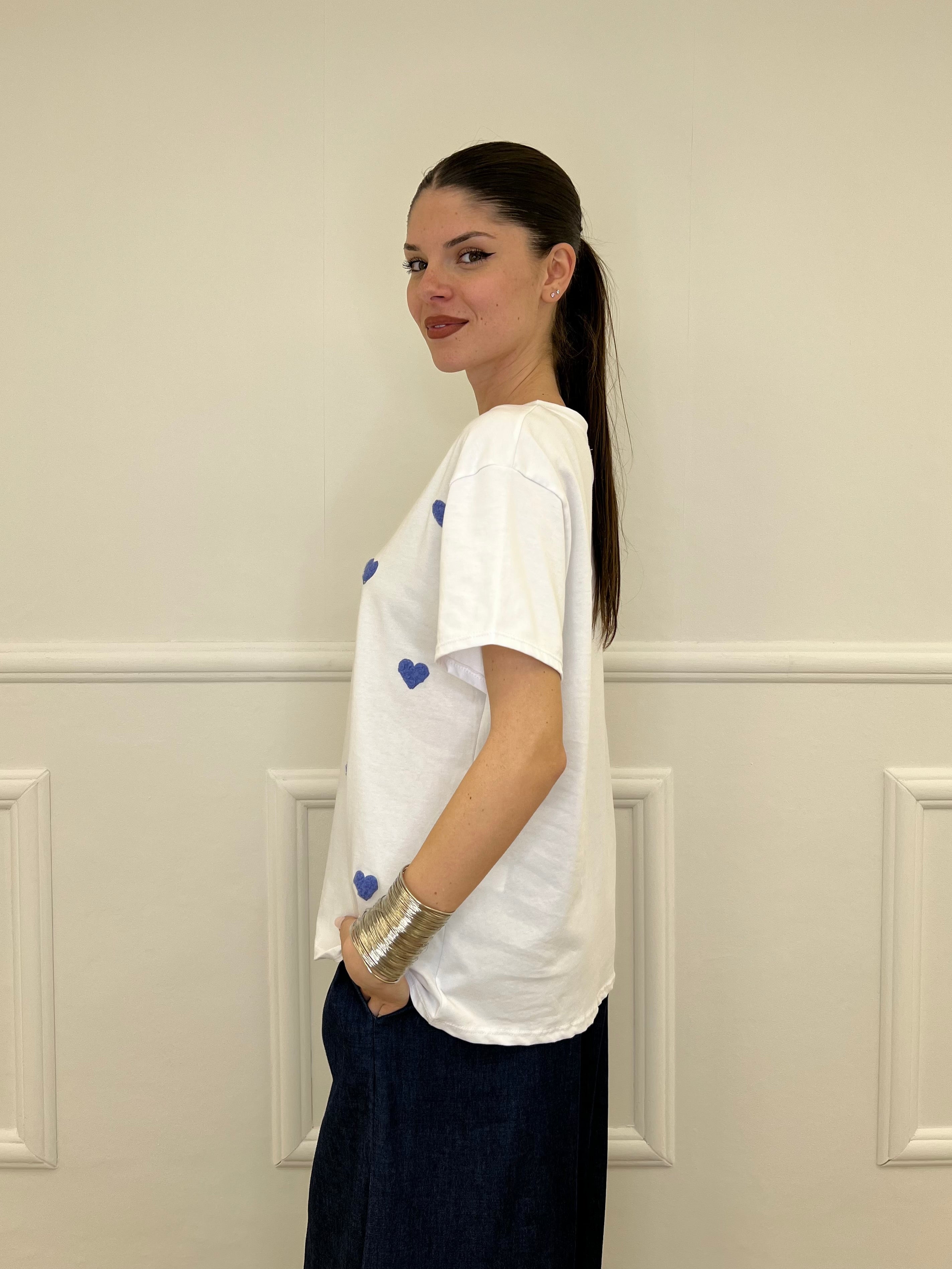 T-shirt Over Con Ricamo Cuori 12659