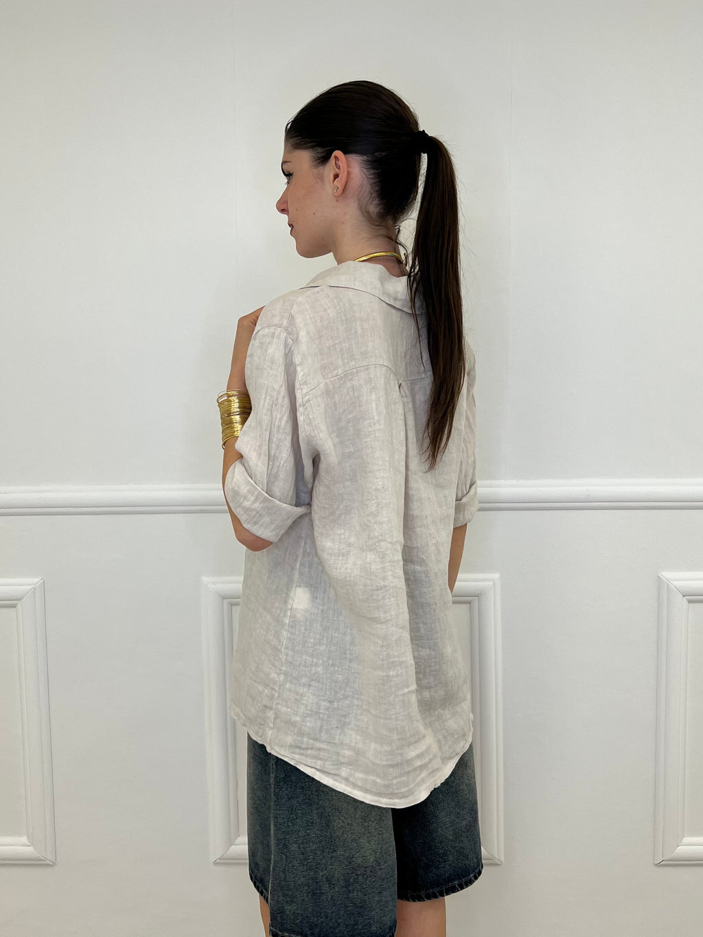Camicia Over In Lino 1789 Beige