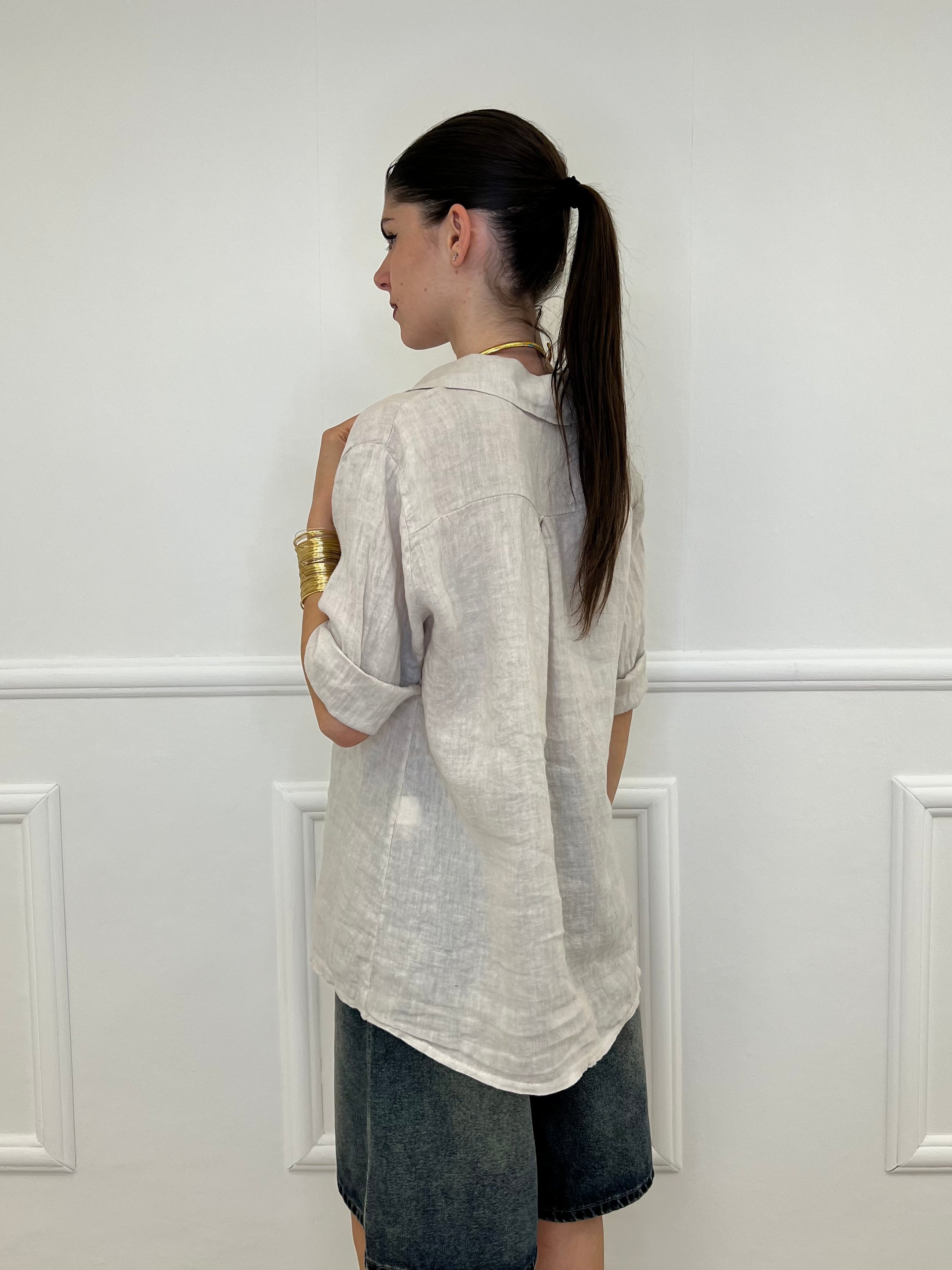 Camicia Over In Lino 1789 Beige