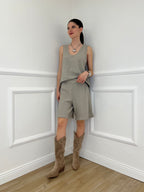 Completo Canotta e Bermuda Misto Lino 10732 Taupe