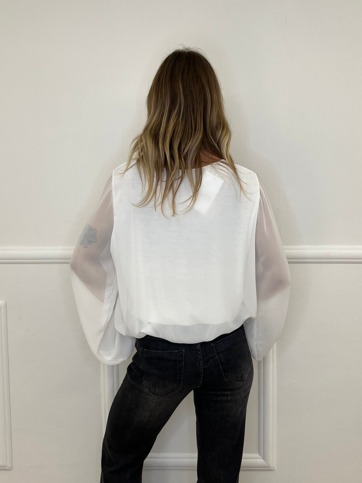 Blusa Georgette Palloncino 22017 Bianco
