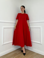 Abito Lungo Con Tasche Lumina L7728 Rosso