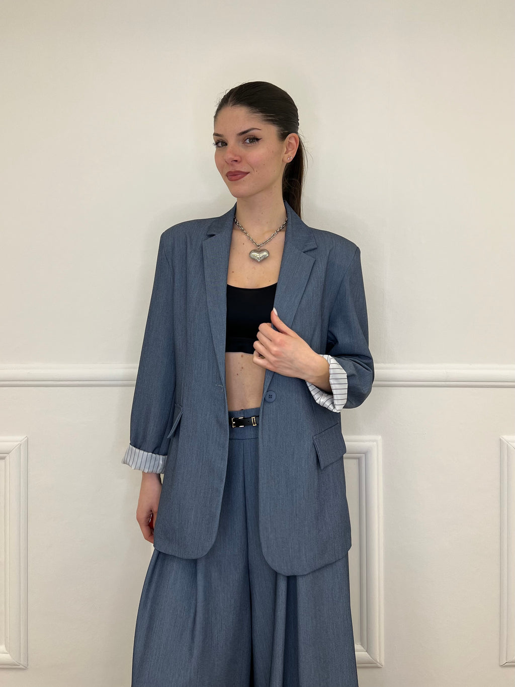 Blazer Con Fodera Gessata 216401 Avio