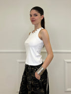 Top Con Inserti Metallici 0904 Bianco